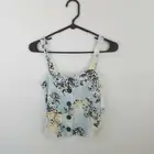 BP NWT Size XS Button Front Floral Print Tank Top Light Blue Yellow Floral