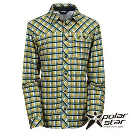PolarStar 男 針織格子長袖襯衫 『土黃』P15215