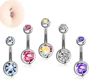 [KkvoGmle] 5 Pcs Belly Button Bars CZ Belly Button Piercing Jewelry 316L Surgical Steel Belly Button Ring Hypoallergenic Navel Belly Bar Piercing Jewelry, 8mm, Surgical steel, No Gemstone