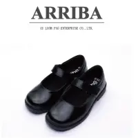 在飛比找蝦皮購物優惠-ARRIBA 台灣製造 艾樂跑女鞋 魔鬼氈素面學生皮鞋 黑色