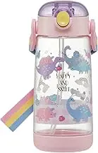 Skater PDSH5-A Happy & Smile Rainbow Water Bottle, 16.9 fl oz (480 ml), Clear Bottle with Straw for Kids
