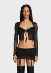 [Edikted] Tie Front Cupped Mesh Top