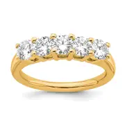 1.50ct. CZ Solid Real 14K Yellow Gold 5-Stone Wedding Band Ring