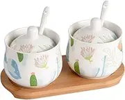 Ceramic spice jar， Ceramic Porcelain Sugar Pot with Spoon, Small Salt Pot, Storage Jar, for Coffee Bar, Restaurant-