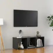 High Gloss Grey TV Cabinet Storage Unit 107cm Engineered Wood Modern Design