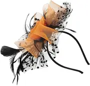 [NOLITOY] Tea Party Fascinator Hat for Weddings Elegant Feathering Headband Banquet Headdress Retro Floral Design for Cosplay Stage Performance Special Events