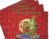DaDa Bedding Set of 4 Christmas Santa Clause Red Tapestry Placemats 13” x 19”