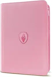 Fabmaker 9 Pocket Zipper Card Binder, 360 Pockets Trading Card Binder, Premium PU Binder for Cards, Side Loading Card Folders, Card Book Card Album for MTC, TCG, Game Cards, Sports Cards (Pink)
