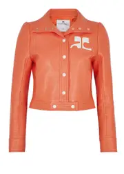 Courrèges Logo Cropped Vinyl Jacket - Orange - 12 12
