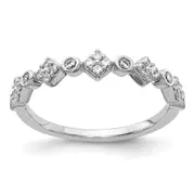Solid 14k White Gold Fancy Simulated CZ Band