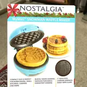 Snowman Nostalgia My Mini Waffle Maker 5" Cooking Surface, Brand New Blue Frosty