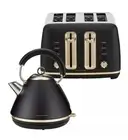 Morphy Richards Ascend Soft Gold & Black 1.5L Pyramid Kettle & 4 Slice Toaster