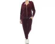 white mark Women's 2-Piece Velour Tracksuit Jogger Outfit Activewear Set XL