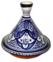 Moroccan Serving Tagine Handmade Ceramic Tajine Dish 8 inches Blue White