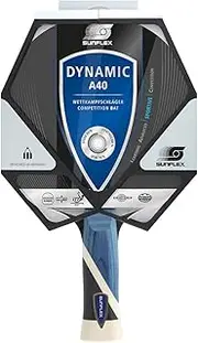 SUNFLEX Dynamic A40 Table Tennis Bat, Professional Training Bat, ITTF Approved Shogun Rubber with 2.1 mm Sponge, Hollow Handle for Weight Reduction, Ergo Grip Anatomic Handle, 160g with Half Bister
