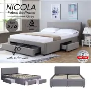Priceworth Nicola Fabric Bedframe Light Grey Contemporary Scandinavian