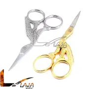 2-Pack 3.5" Stork Embroidery Scissors Cross Stitch Sewing Scissors Gold & Silver