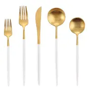 Matte White Gold Silverware Set, Oliviola 40-Piece Stainless Steel Flatware C...