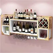 Black Metal Wall Mounted Liquor Bottle Display Shelf with Glass Holder Whiskey Shelf for Home Bar, Kitchen, Mini Bar Cabinet, Dining Room Storage Shelf