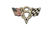 American Flag/Checkered Flag Emblem With V8