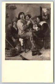 c1910s The Smokers by Adriaen Brouwer Art Metropolitan Antique Postcard