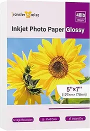 100 Sheets Glossy Inkjet Photo Paper 5X7 Inches 48lb Professional Glossy Photographic Paper for Invitation Cards for Inkjet Printer Use DYE INK 180GSM