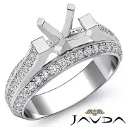 Vintage Pave Diamond Anniversary Ring 14k White Gold Round Semi Mount 1.40Ct