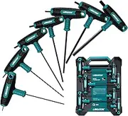 Libraton T Handle Allen Wrench Set, T-Handle Hex Key Set, Two-End and Chamfered Tips Design, Metric 2.5mm-10mm, Auto Bike Repair Tool, 7-Pieces with Storage Box