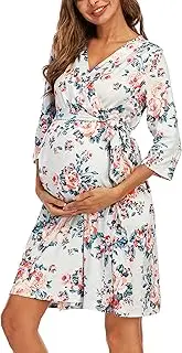 [Peauty] Maternity Hospital Robe Labor and Delivery Nursing Robe Maternity Sleepwear Pregnancy and Postpartum Breastfeeding