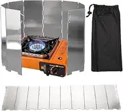Portable Camp Stove Wind Screen Shield with Carrying Bag, 10 Plates Folding Outdoor Camping Picnic Cooker Stove Ultralight Wind Screen, Heat-Resistant Foldable Wind Guard for Gas & Butane Stoves (10)