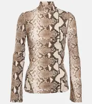 [Stella McCartney] Stella McCartney Snake-print turtleneck top AU 6 multicoloured
