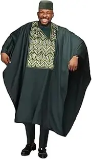 [HD] African Apparel Agbada Clothing Embroidery Dashiki Shirts and Pants African Men Outfits 3 Pieces