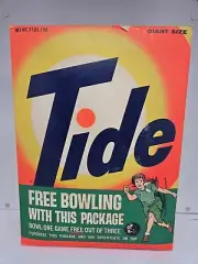 Tide Detergent Giant Size Unopened Box w/Free Bowling Certificate 1960's Vintage