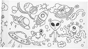 CIMAXIC Coloring Wall Stickers for DIY Sticky Wall Art with Engaging Space Designs Safe and Mess Drawing Paper for Creative Play and Early Learning Activities