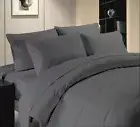 Gray Solid Color Queen Size Bed Sheet Set 1000 Thread Count Egyptian Cotton