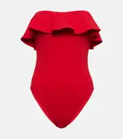 [Karla Colletto] Karla Colletto Ruffled bandeau swimsuit AU 12 red