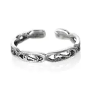 Aloha Tropical Beach Design Toe Ring Genuine Sterling Silver 925 Size Adjustable