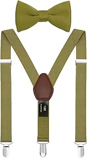[YJDS] Boys' Men's Suspenders With Bow Tie Y Back Adjustable Metal Clips