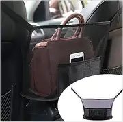 GLSOWEE Handbag Holder for Auto, Net Pocket Purse Holder Between Front Seats Car Storage Organizer, Universal Accessory for Women and Men, Pet/Kids Car Barrier (Black)