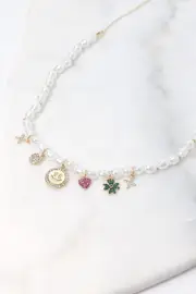 White Smiley Face Cham Necklace - Size ONE, Women's Ring