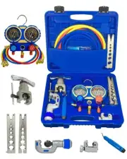 3 Way AC Manifold Gauge Set for R22 R134A R410A R32 with Antishock Gauges HVA...