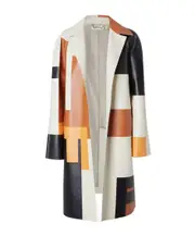 Fendi Large FF Puzzle Pattern Leather Coat IT40 White