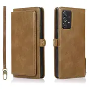 Samsung A91 A81 73 A72 A71 Case, Card Slot Holder Cash Pocket PU Leather, Brown - Samsung A71 4G