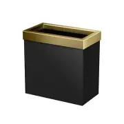 Gatco Modern Waste Trash Can Rectangle in Black & Brushed Brass Gold 1938