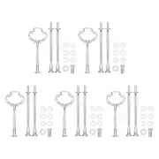 5 Set Cake Tray Stand Handle Plate Hardware Fitting, 3-Tiers Sunflower Silver
