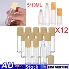 12PCS 5/10ml Roller Rollerball Perfume Essential Oil Roll On Ball Glass Bottle