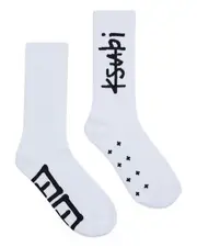 1999 Crew Ribbed Socks - White And Black Cotton | Ksubi ++