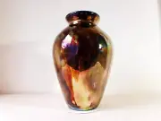 Golden raku vase , gold lustre raku , large raku vase , 2,5 liters