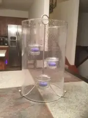 PARTYLITE SEED GLASS HANGING VOTIVE CANDLE LANTERN NIB P91082 12”TA. 7 3/8”WIDE