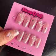 Starlight Flow Ice-Transparent French Cat Eye Press-On Nails - Elegant Crystal Gel Nail Art